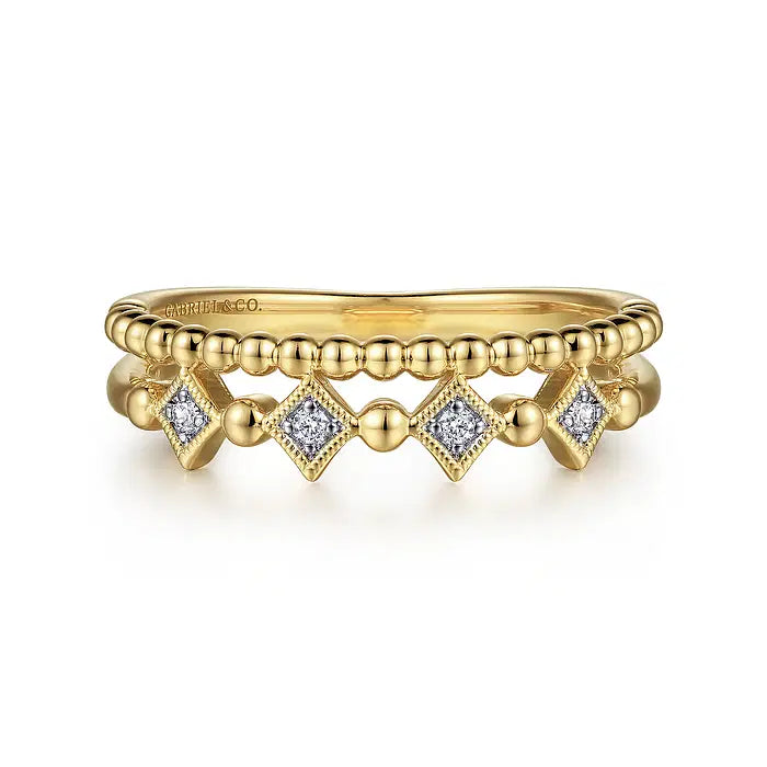 14K YG Bujukan Diamond Easy Stackable Ring by Gabriel NY