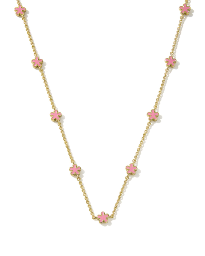 Gold Plated Jane Strand Necklace in Dark Pink Enamel by Kendra Scott