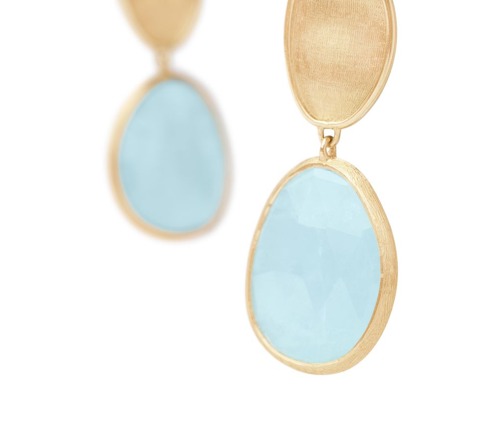 18K YG Lunaria Aquamarine Drop Earrings by Marco Bicego