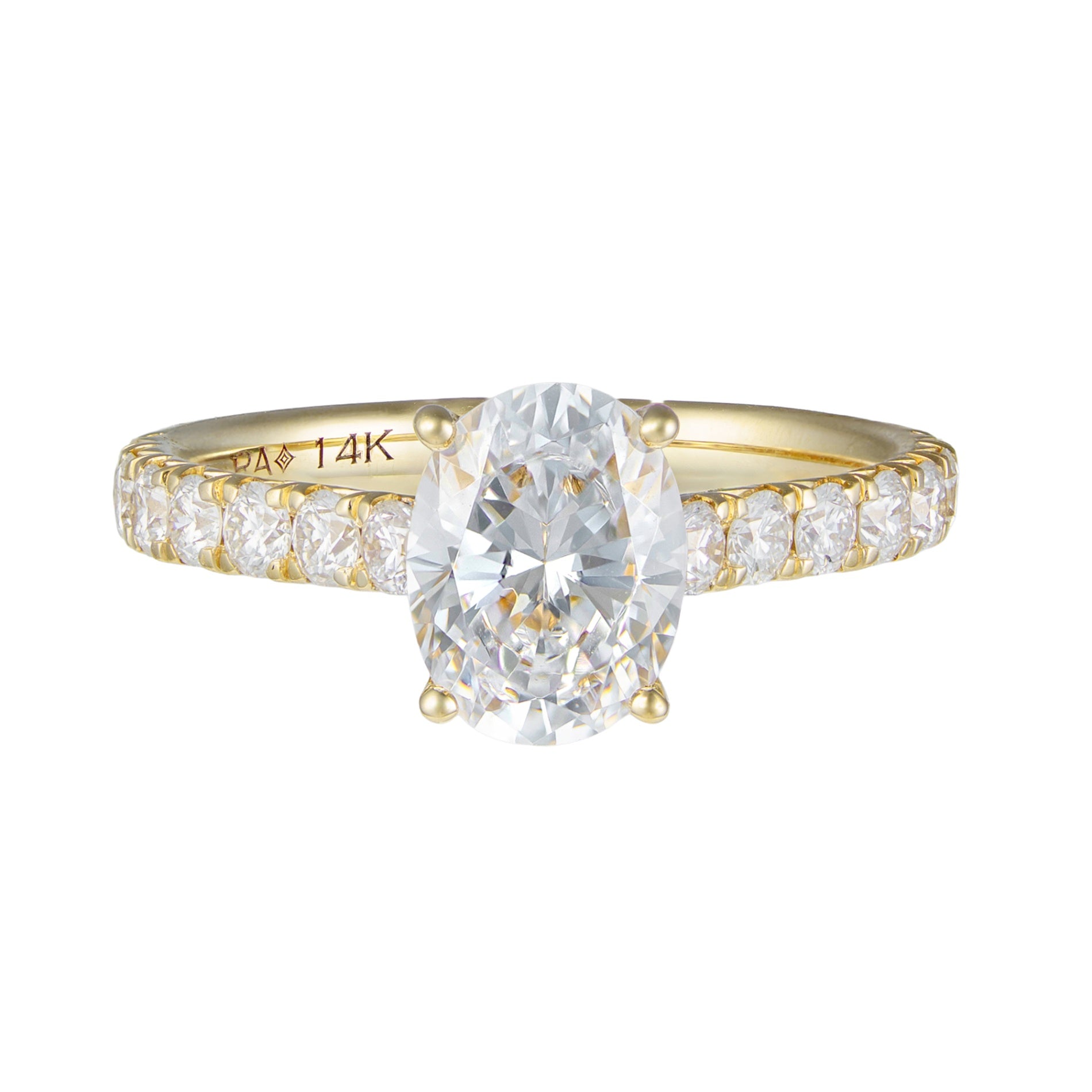14K Yellow Gold Oval French Pave Semi-Mount with Diamond Bridge Accent by Vlora Main image