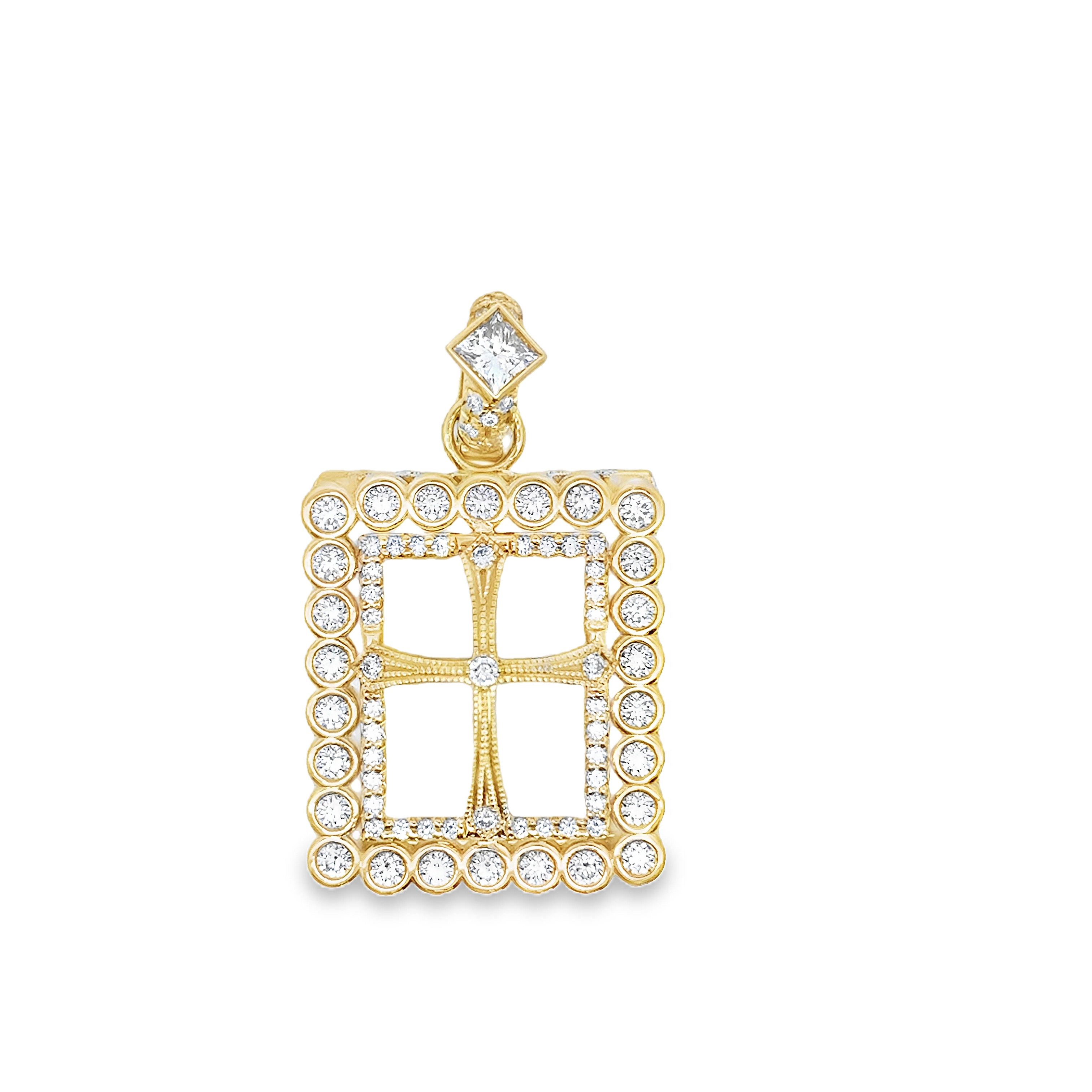 18K YG Diamond Emani Cross Pendant by Erica Courtney