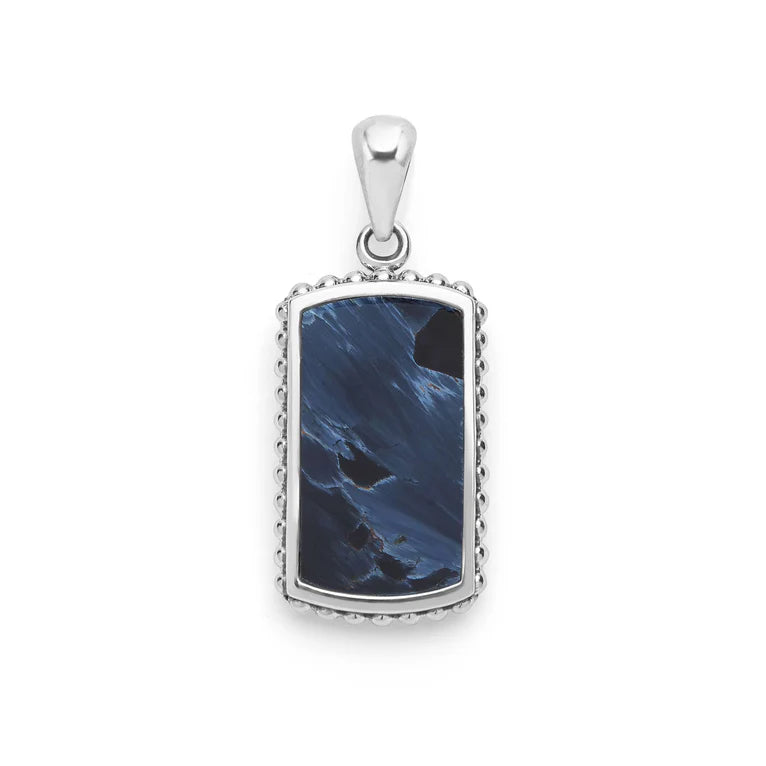 Sterling Silver Men's Anthem Pietersite ID Tag Amulet by LAGOS