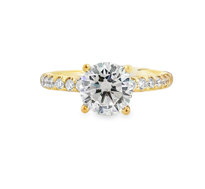 18K Yellow Gold 1/3cttw Diamond Micro U-Prong Semi-Mount by Joshua J