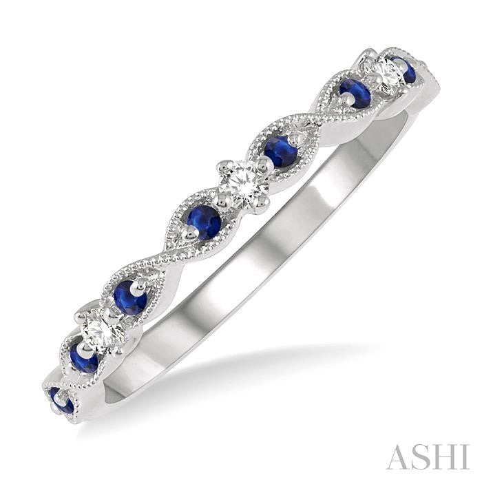 14K WG Sapphire & Diamond Lattice Band