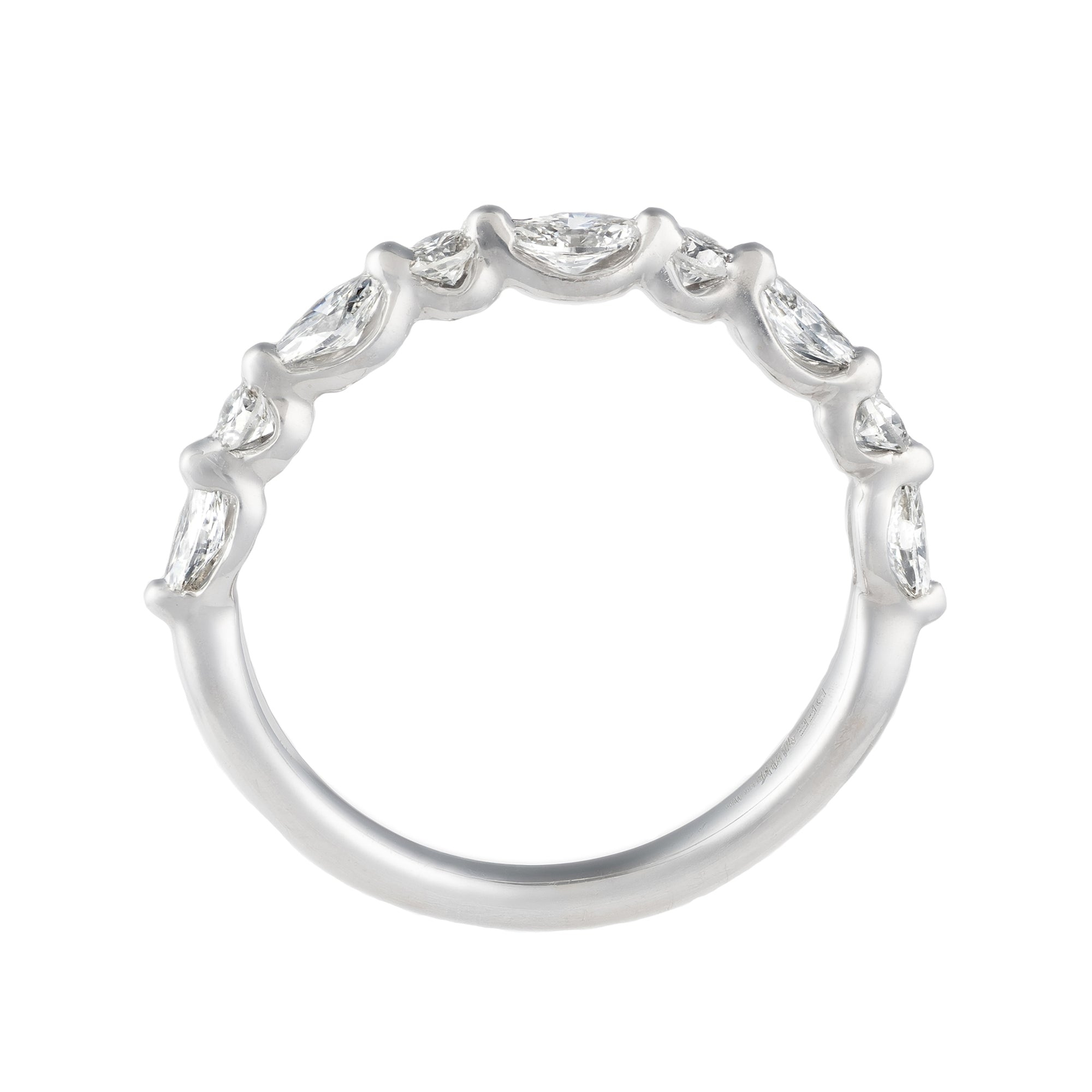 14k White Gold 0.75cttw Alternating Marquise & Round Diamond Wedding Band