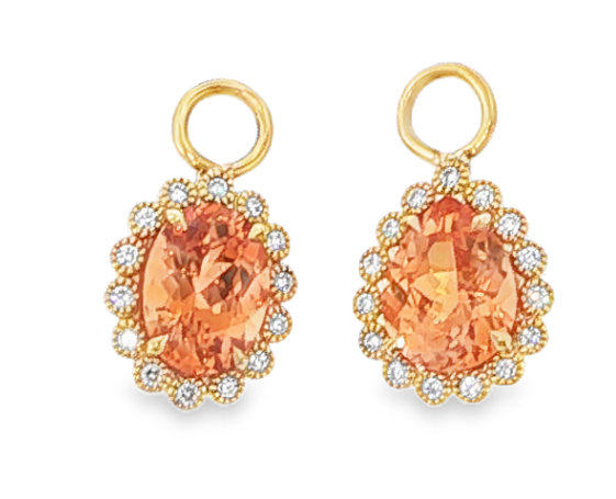18K Yellow Gold Asymmetric Pear & Oval Mandarin Garnet Earring Charms by Erica Courtney Main image