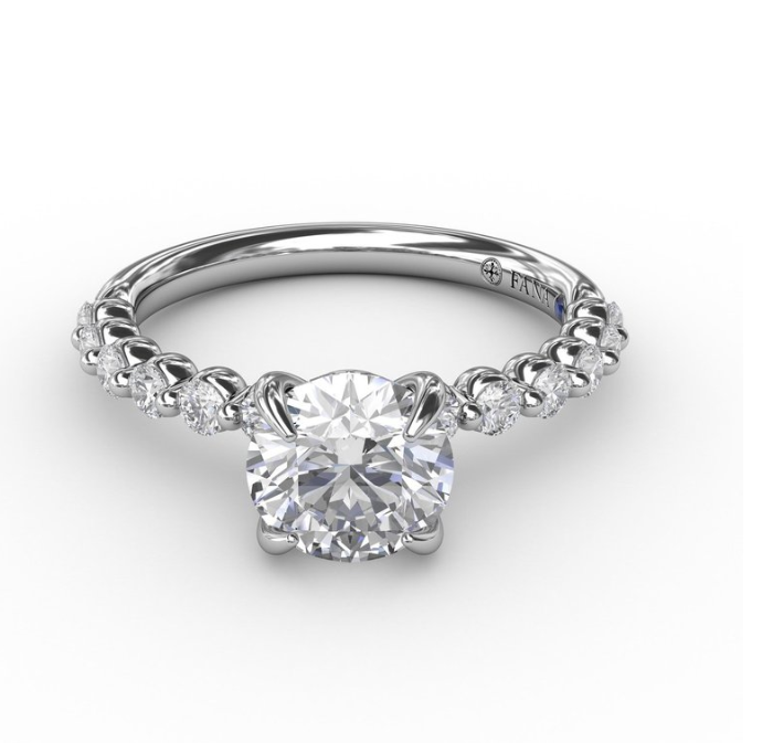 14K WG Round Shared Prong Diamond Semi-Mount by Fana