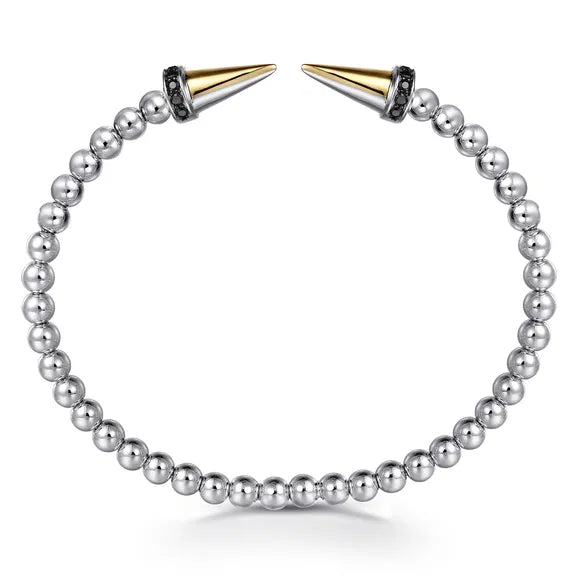 SS/14K YG Bujukan Black Spinel Punk Bangle Bracelet by Gabriel NY