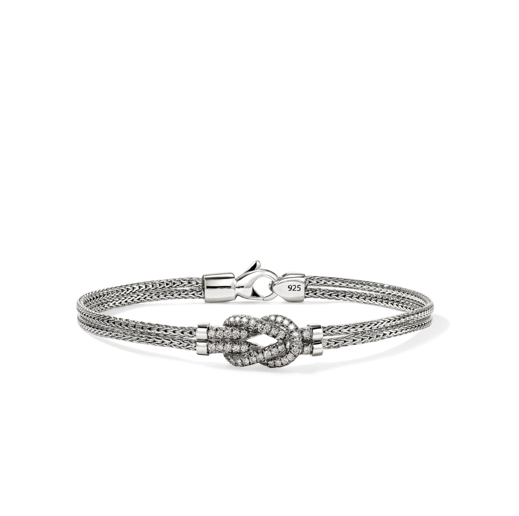 Sterling Silver Pave Diamond Love Knot Double Row Bracelet by John Hardy Main image