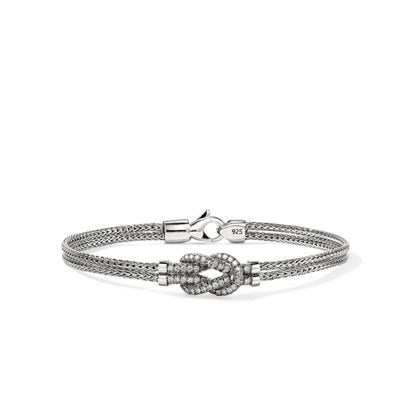 Sterling Silver Pave Diamond Love Knot Double Row Bracelet by John Hardy