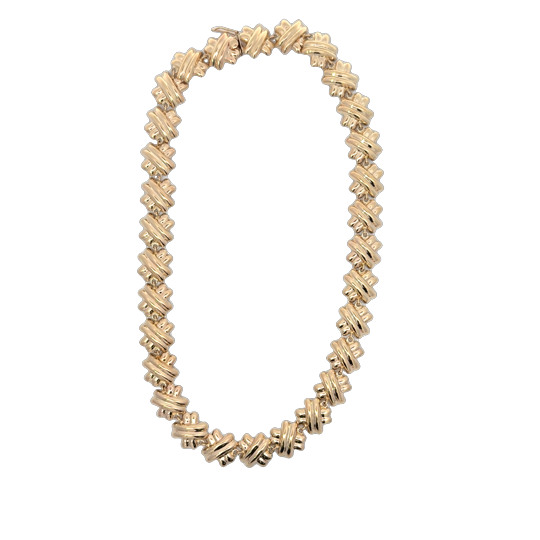 14K YG 16" Puffed X Link Necklace *Estate Item, Sold As Is, Final Sale* Main image