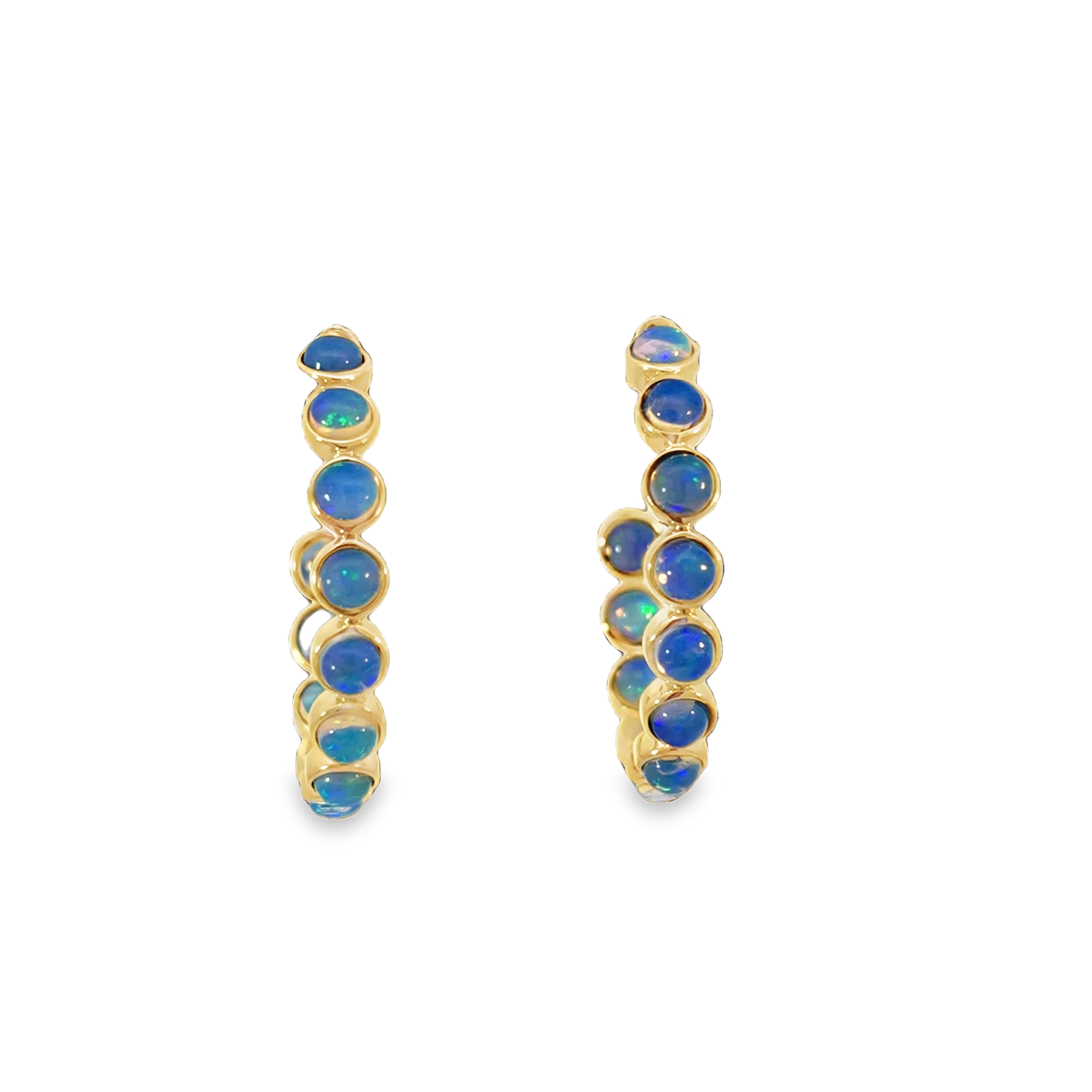 14K YG Bezel Opal Inside Out J-Hoop Earrings by David Kord Main image
