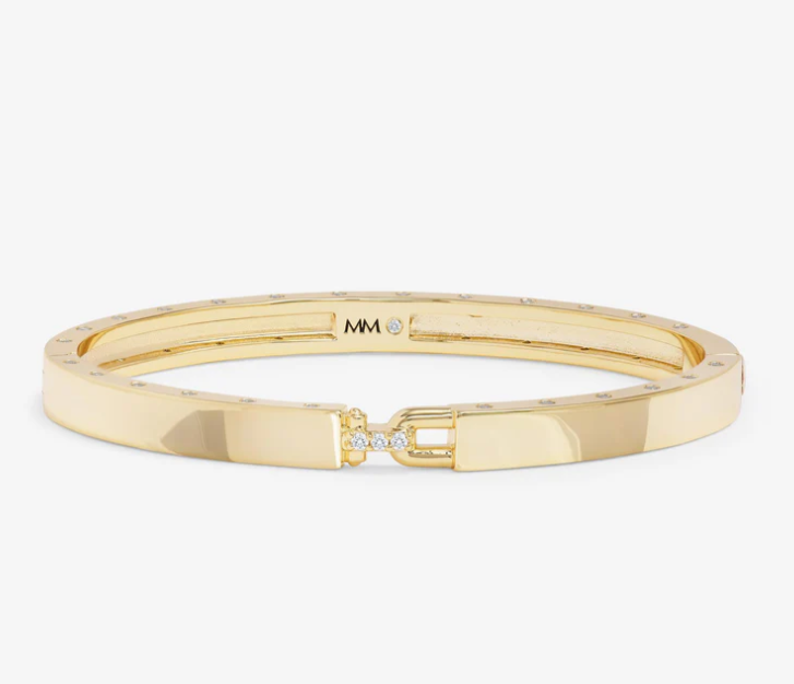 18K Gold Plated Ashley Lock Cuff in White CZ by Melinda Maria Secondary image