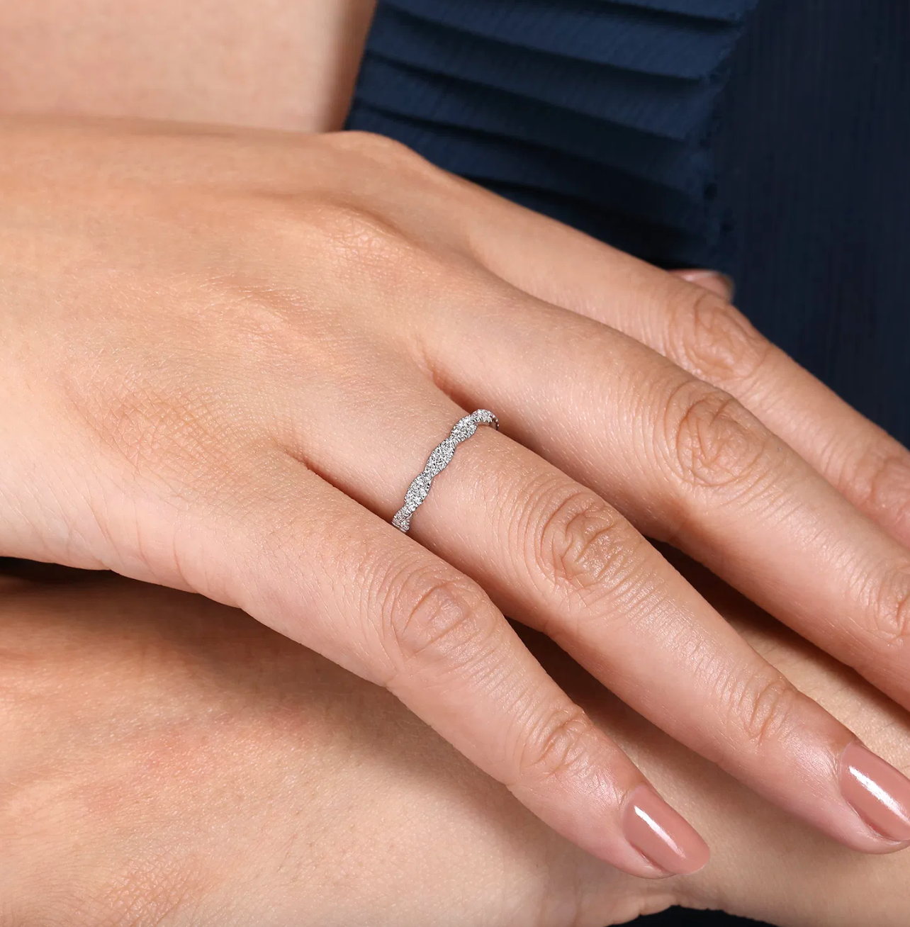 14K WG Twisted Diamond Stackable Band by Gabriel NY