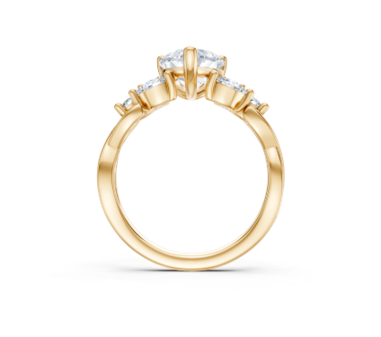 14K Yellow Gold Marquise & round Diamond Twisted Semi Mount Secondary image