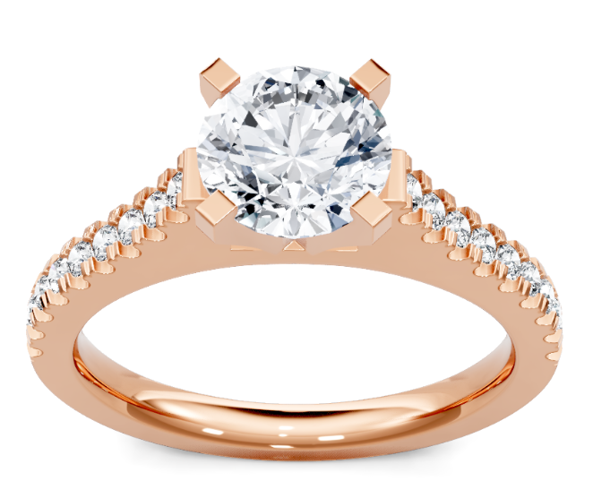 14K RG Dia Pave Semi Mount 18 rd dia=1/4cttw