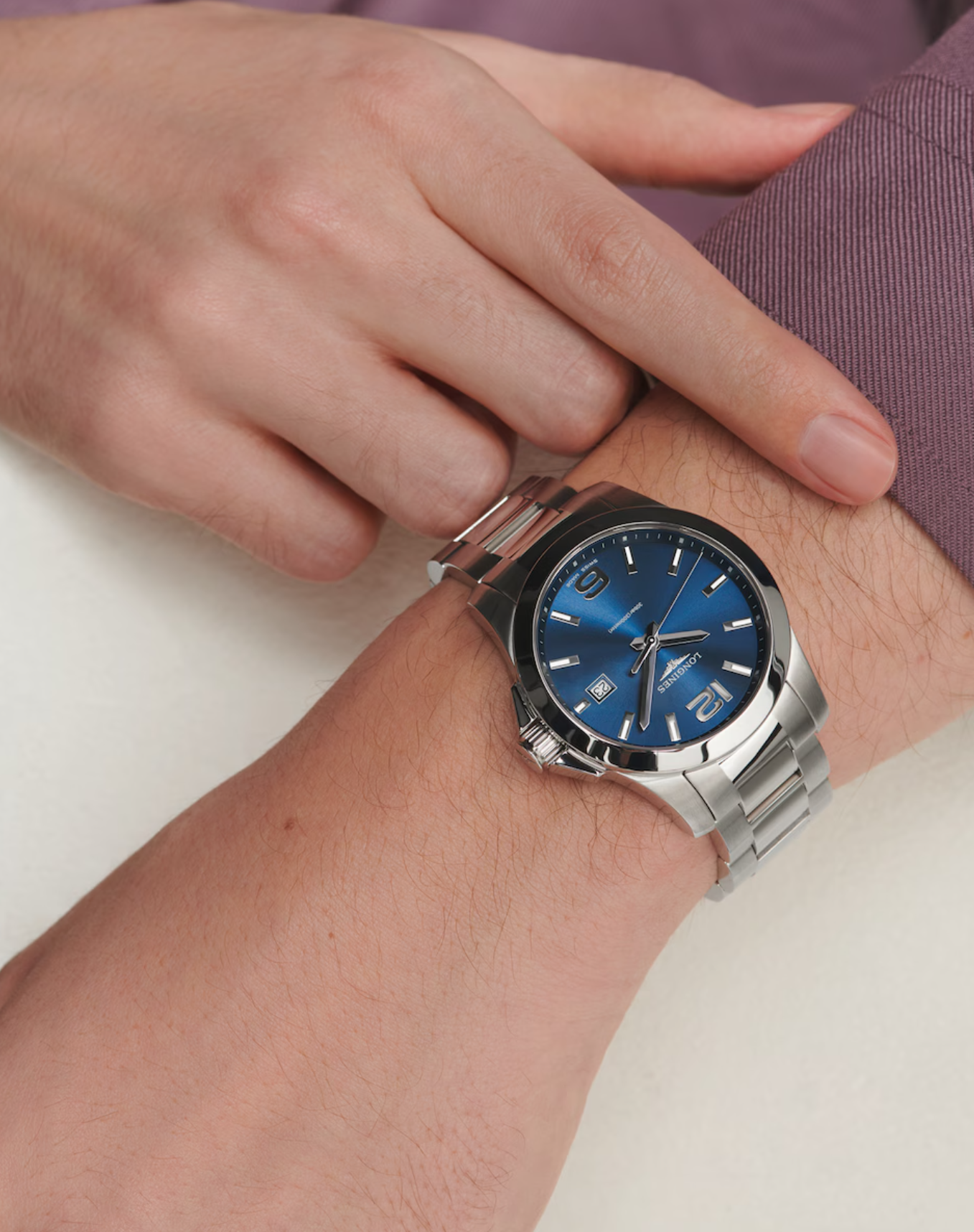 Longines Conquest Stainless Steel  41mm Watch in Sunray Blue