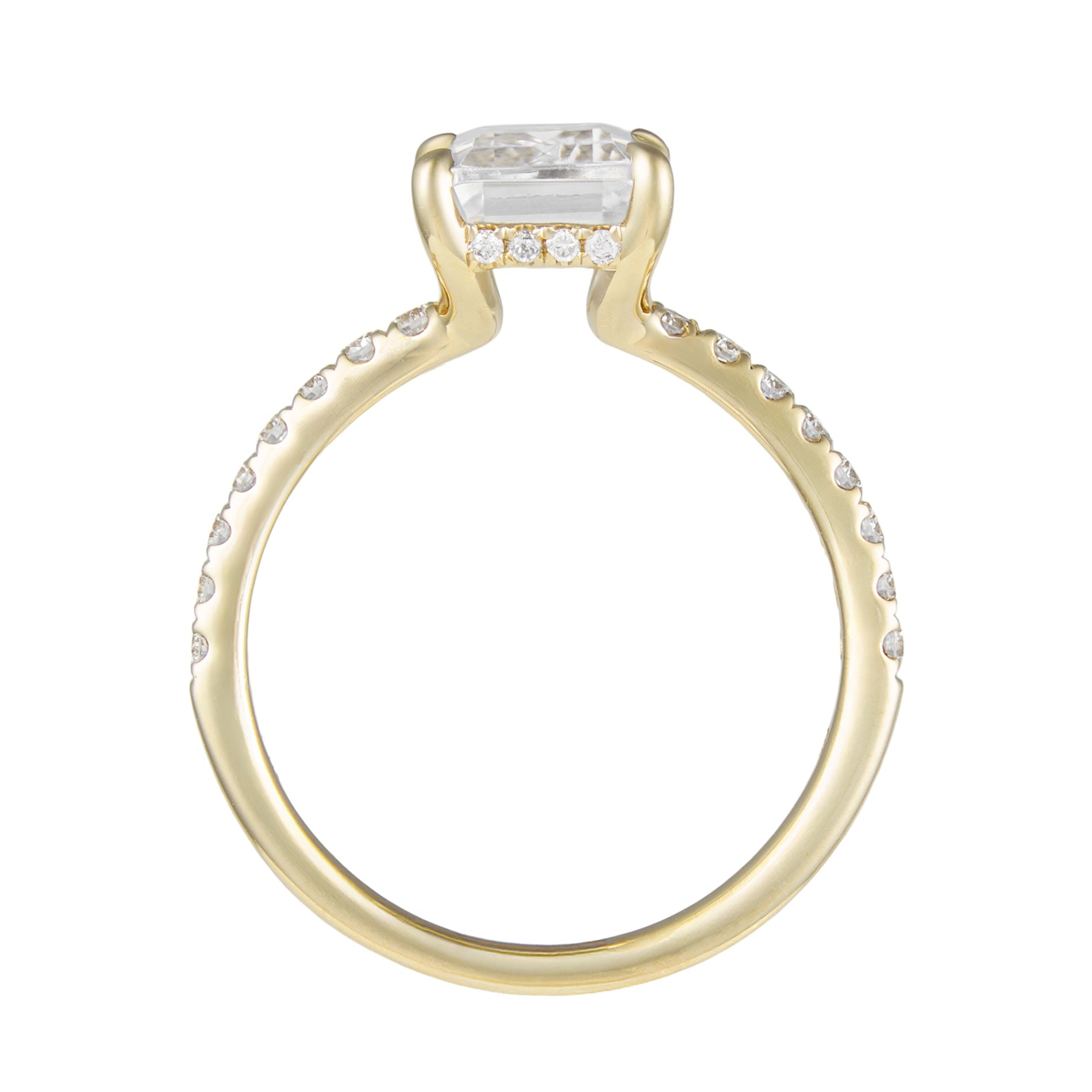 14K Yellow Gold 1/4cttw Emerald Diamond Petite Set Hidden Halo Semi-Mount by Imagine Bridal