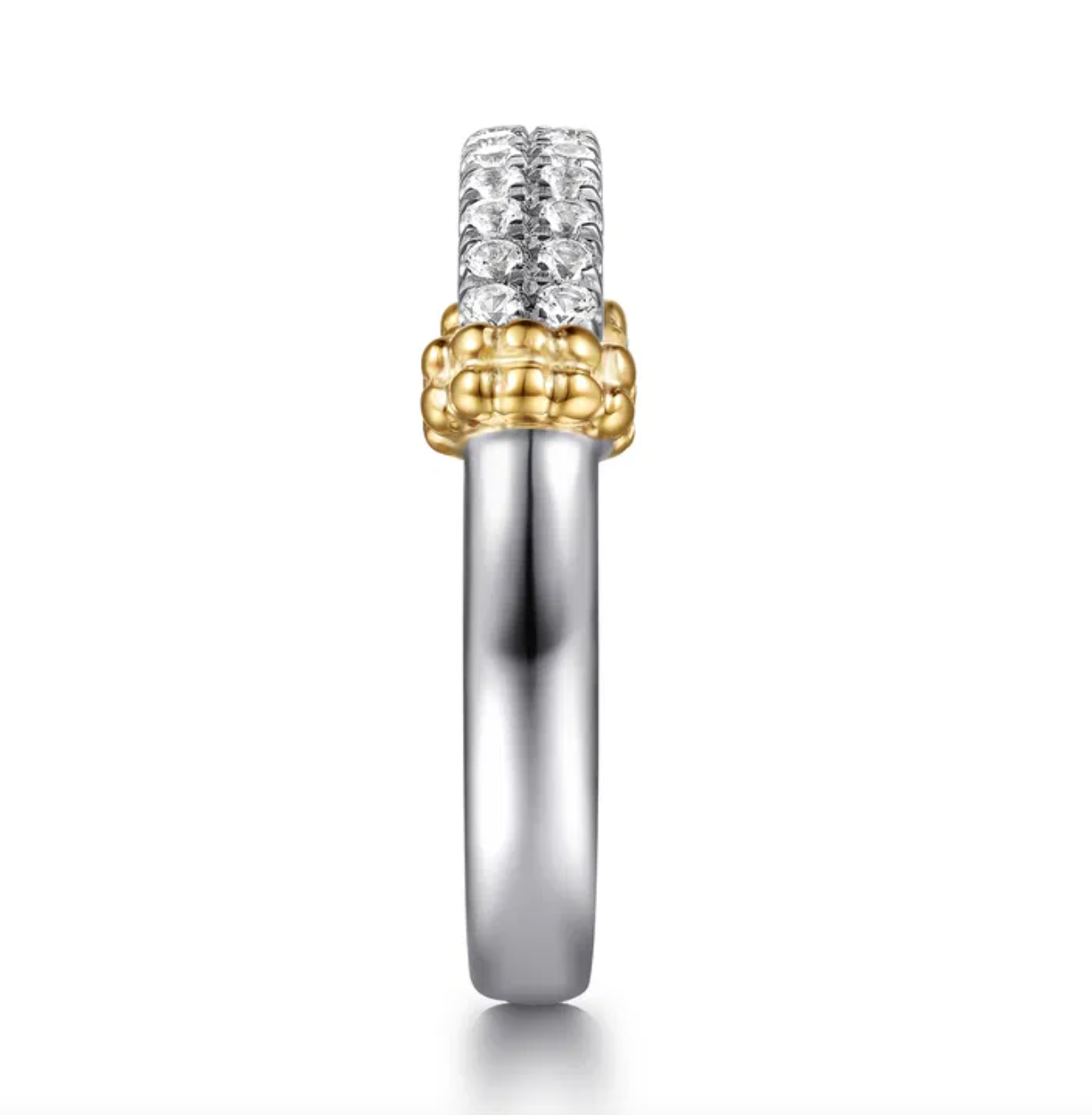Sterling Silver & 14K YG Stackable White Sapphire Band by Gabriel NY Secondary image