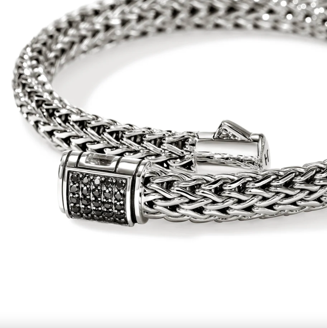Sterling Silver Icon 6.5mm Bracelet with Treated Black Sapphire Clasp by John Hardy