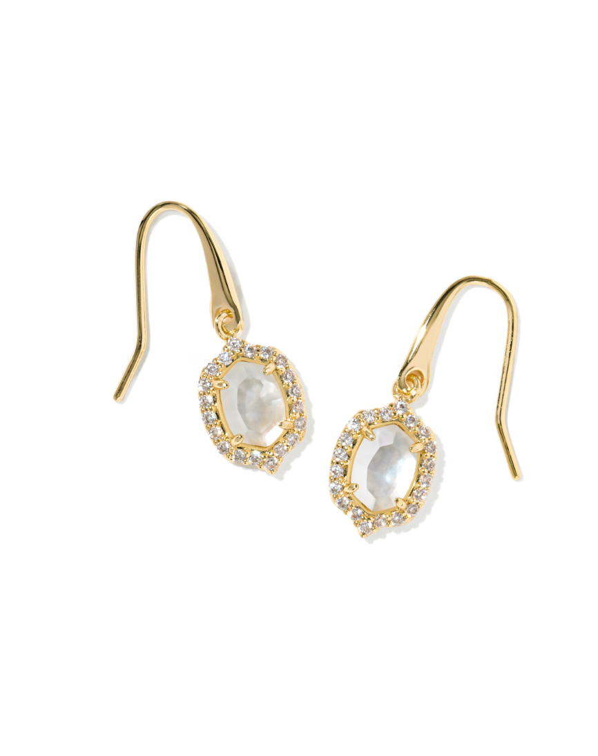 Gold Plated Daphne Crystal Frame Drop Earring in Ivory Mother of Pearl by Kendra Scott