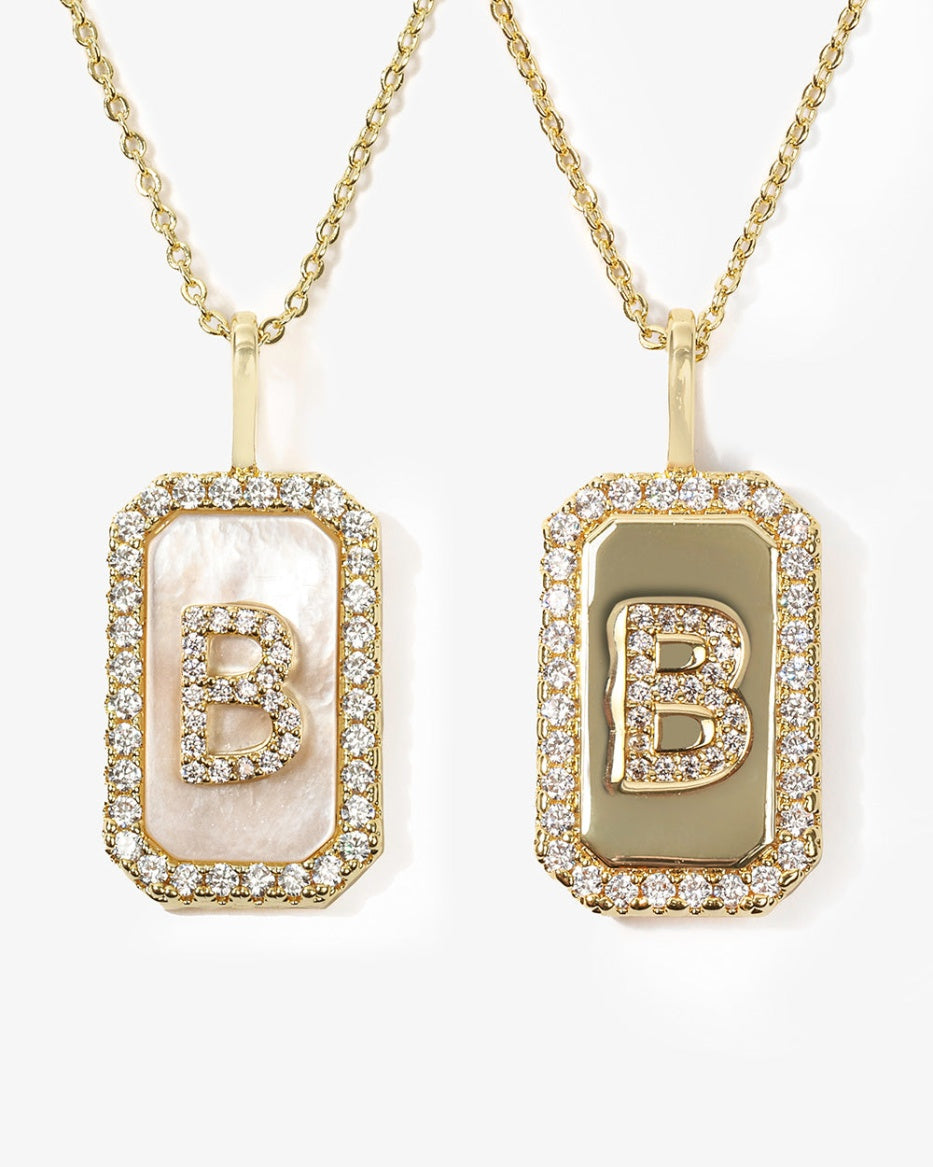 18K Gold Plated Love Letters Double-Sided "B" Necklace by Melinda Maria Main image