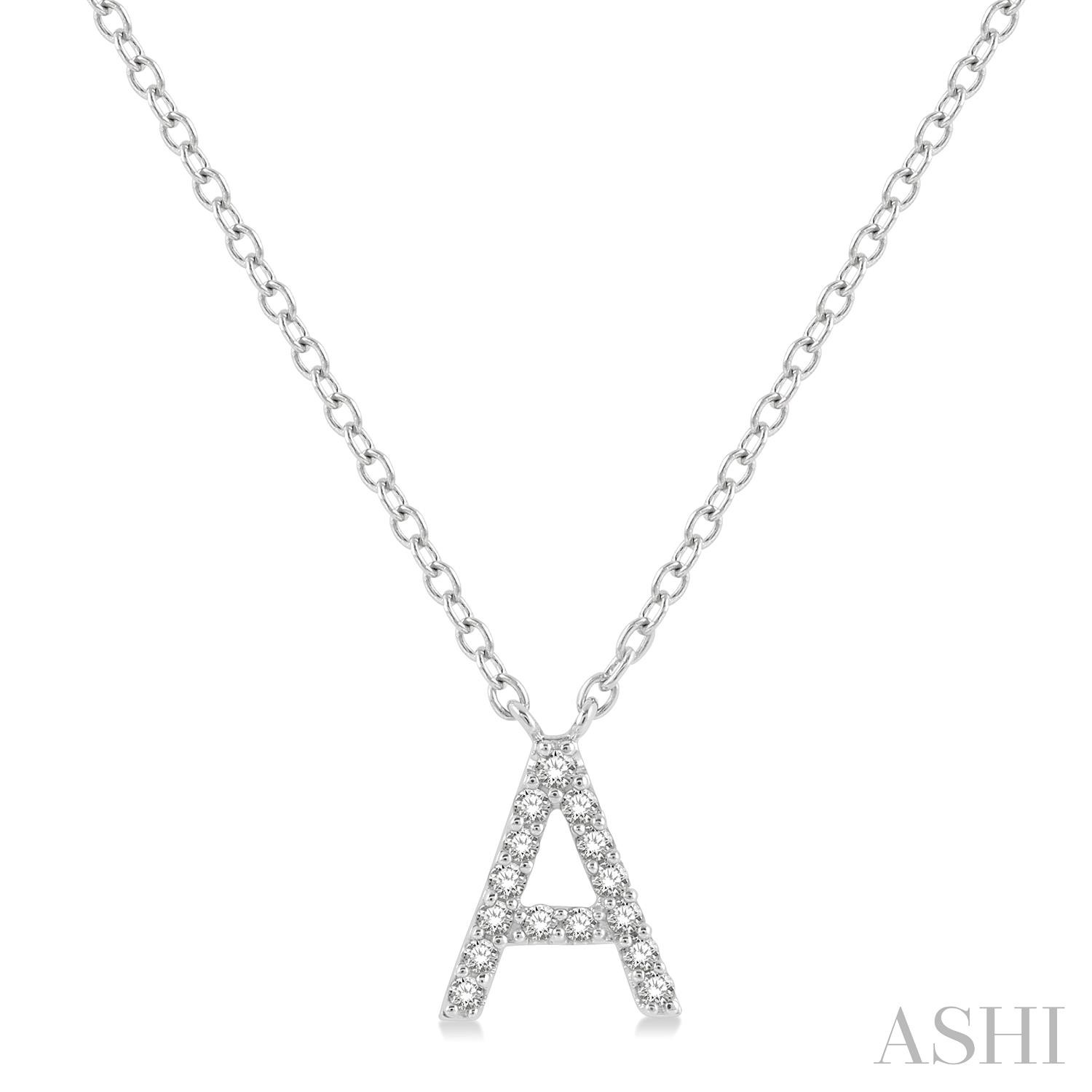 10k Wg 0.05ctw Diamond Initial 'A' Pendant Necklace