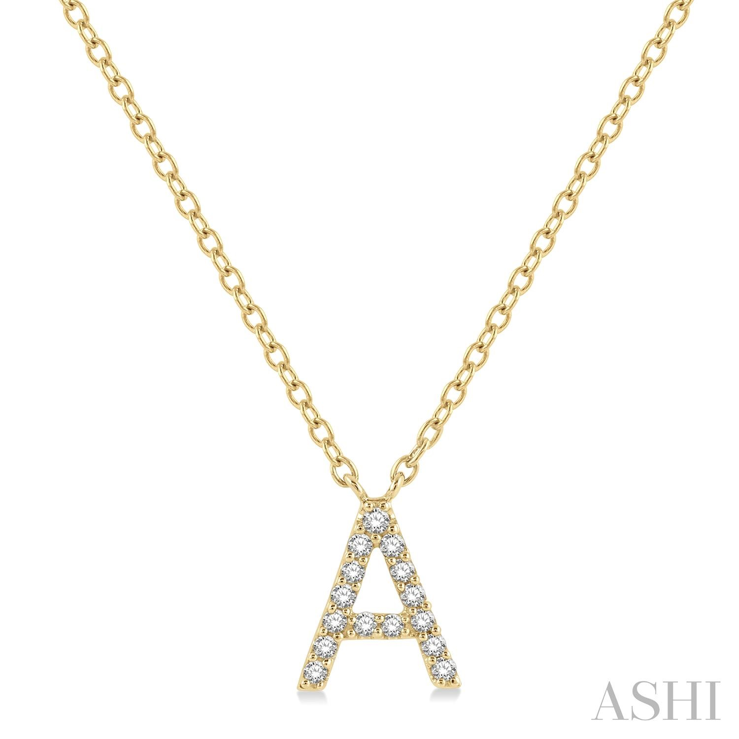 10k Yg 0.05ctw Diamond Initial 'A' Pendant Necklace