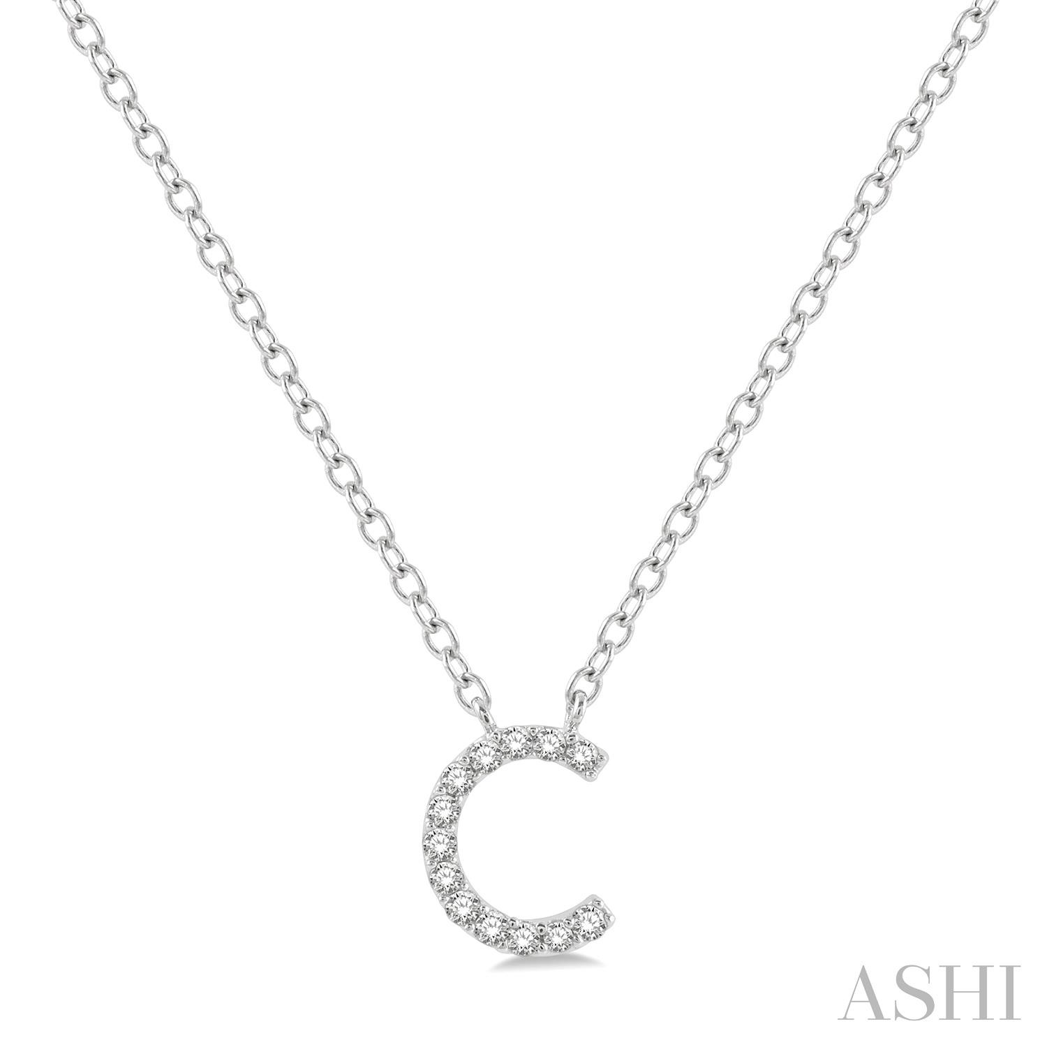 10k Wg 0.05ctw Diamond Initial 'C' Pendant Necklace Main image