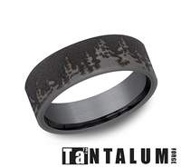 8mm Tant-Dark, Flat Tree Line Design Gents Band by Benchmark