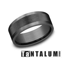 8mm Dark Tantalum Strt Edge, Wire Brushed Ctr Gents Band by Benchmark
size 10 Main image