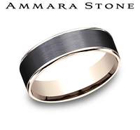 14K Rose Gold & Black Titanium "The Rembrandt" Thin Edge Gents Band by Benchmark