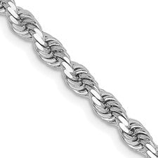 24" SS Rhodium-plated 2.25mm Diamond Cut Rope Chain Main image