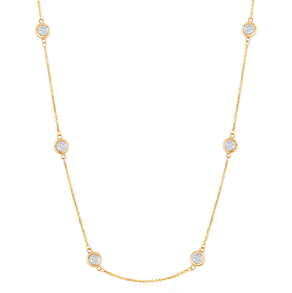 14K Yellow Gold 2cttw Diamond Station Necklace
