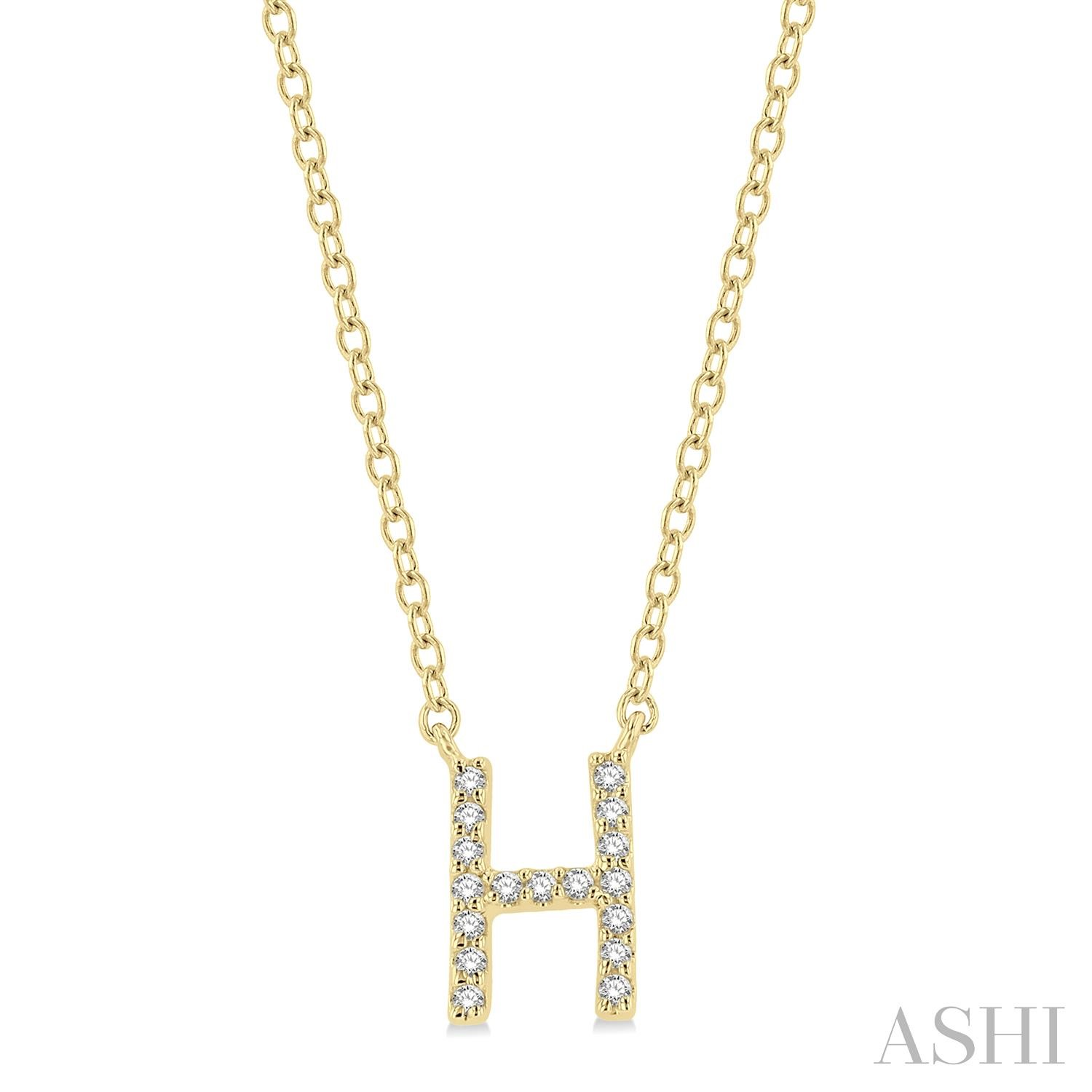10k Yg 0.05ctw Diamond Initial 'H' Pendant Necklace