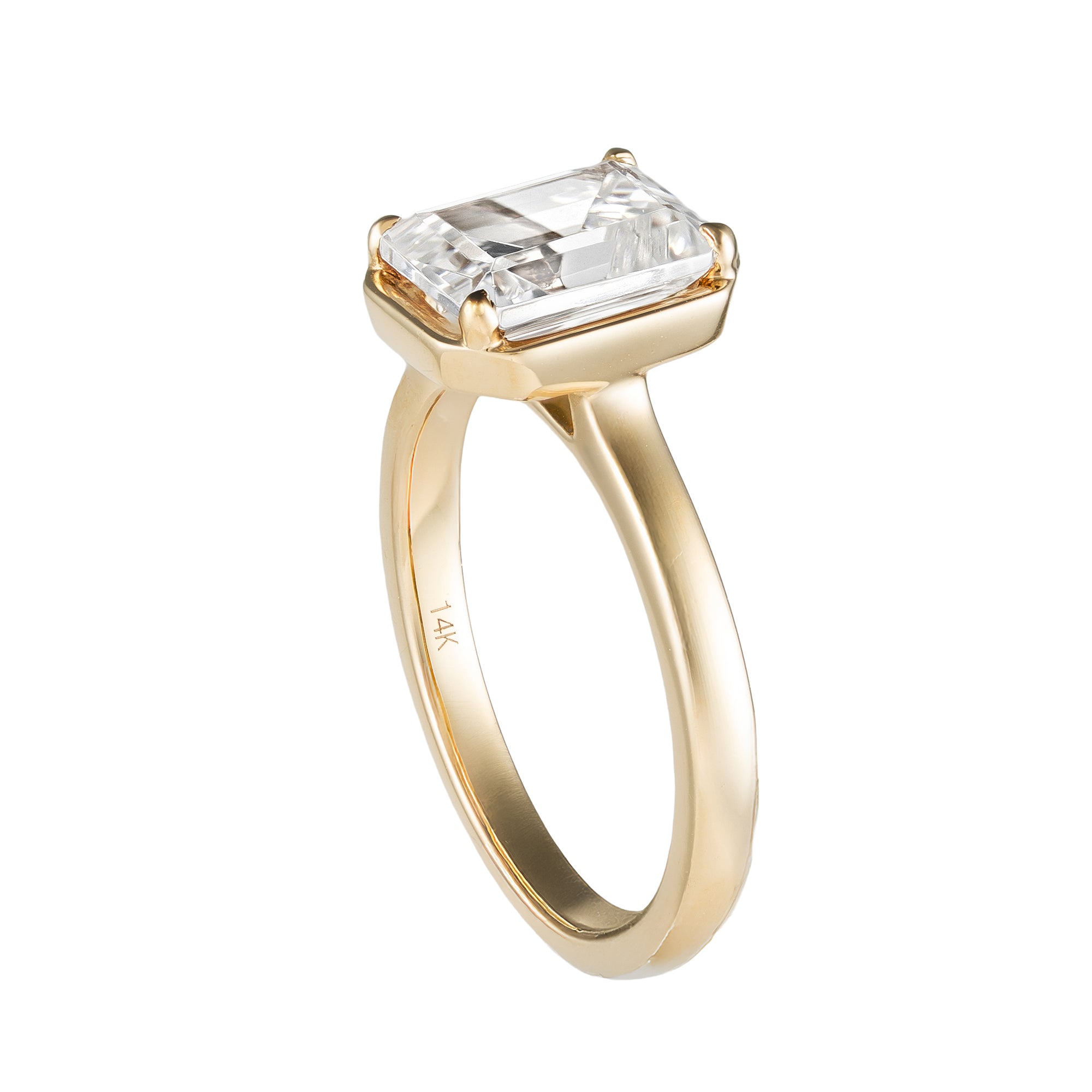 14K Yellow Gold Emerald Cut Bezel Frame Solitaire Semi-Mount by Imagine Bridal Secondary image