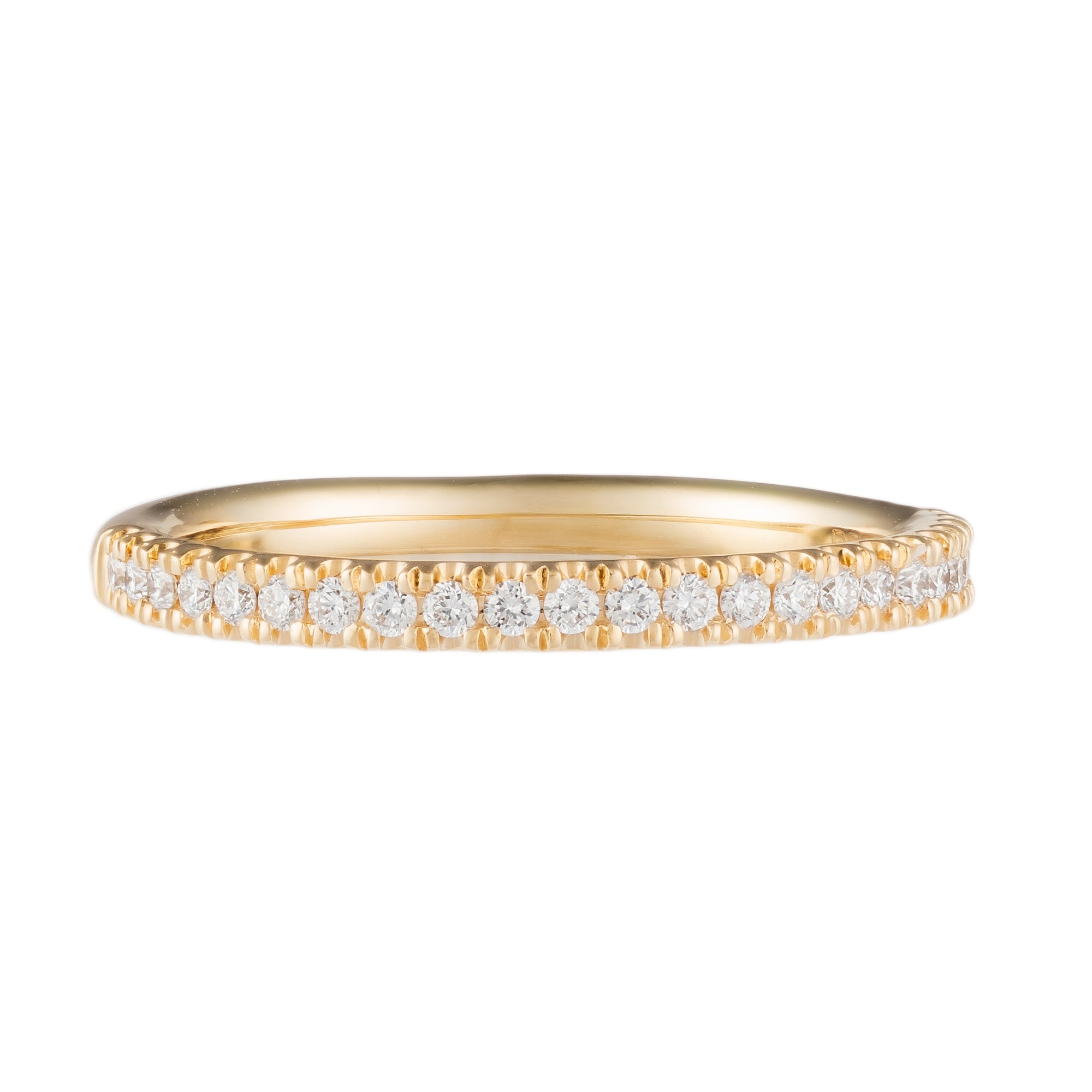14K Yellow Gold 1/5cttw  Single Row Diamond Stackable Wedding Band Main image