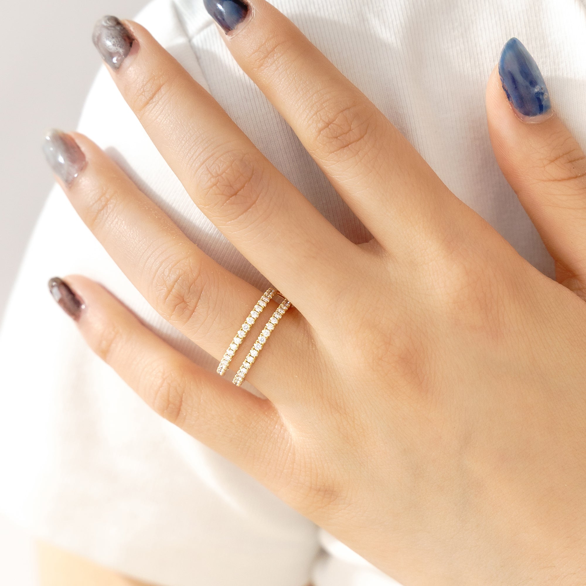 14K Yellow Gold 1/2cttw Diamond Straight Line Ring Guard