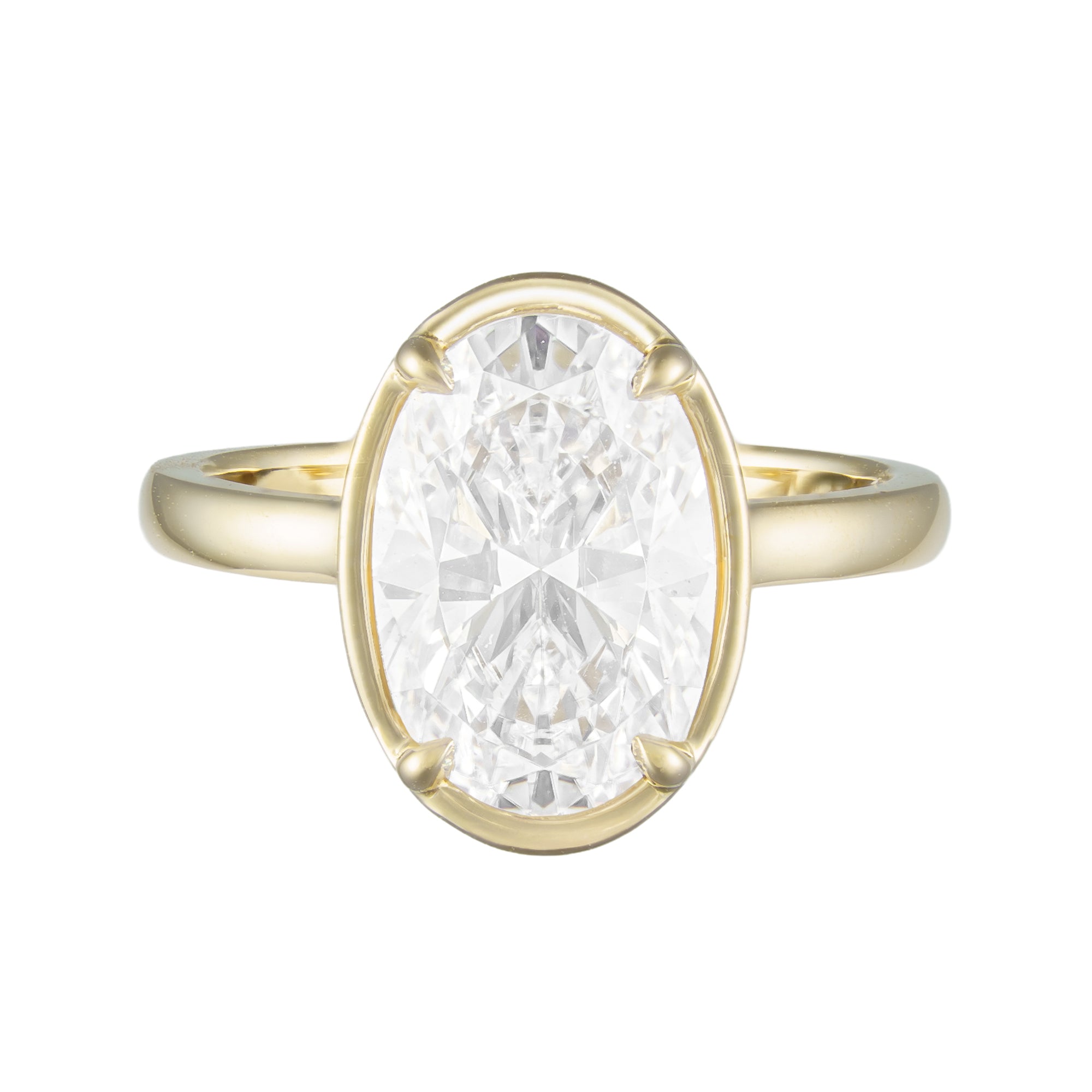 14K Yellow Gold Oval Prong Bezel Set Diamond Hidden Halo Semi-Mount Main image