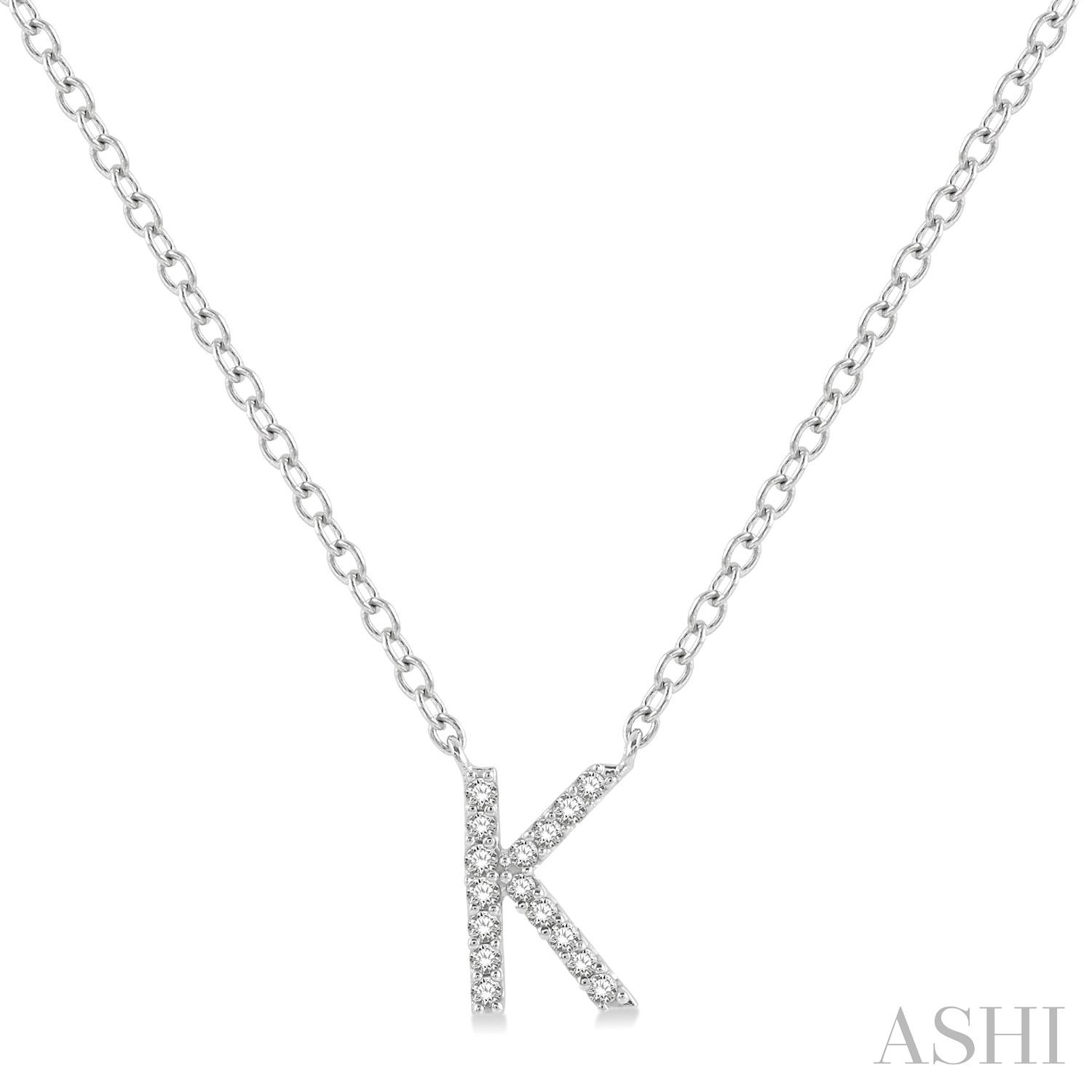 10k Wg 0.05cttw Diamond Initial 'K' Pendant Necklace