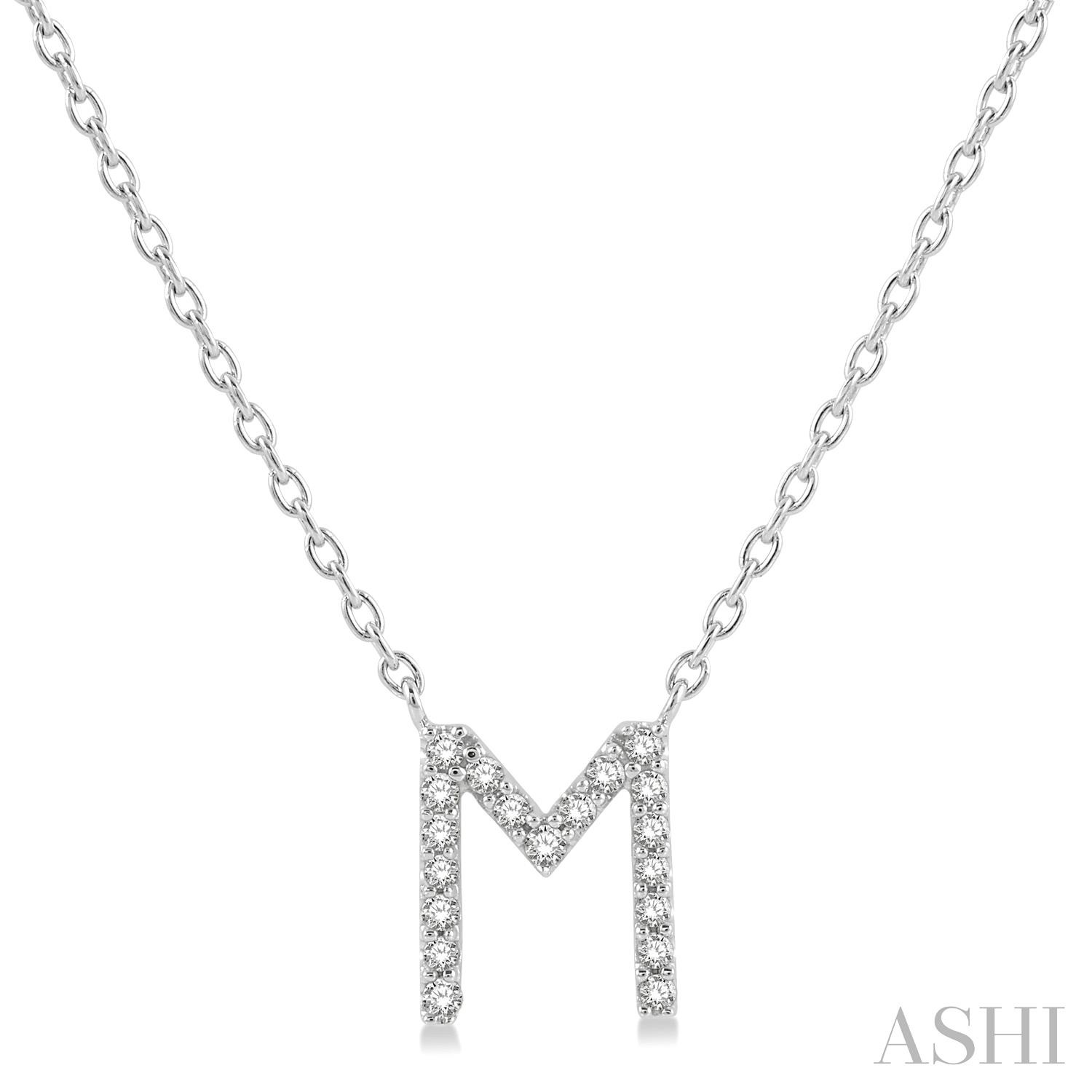 10k Wg 0.06cttw Diamond Initial 'M' Pendant Necklace Main image