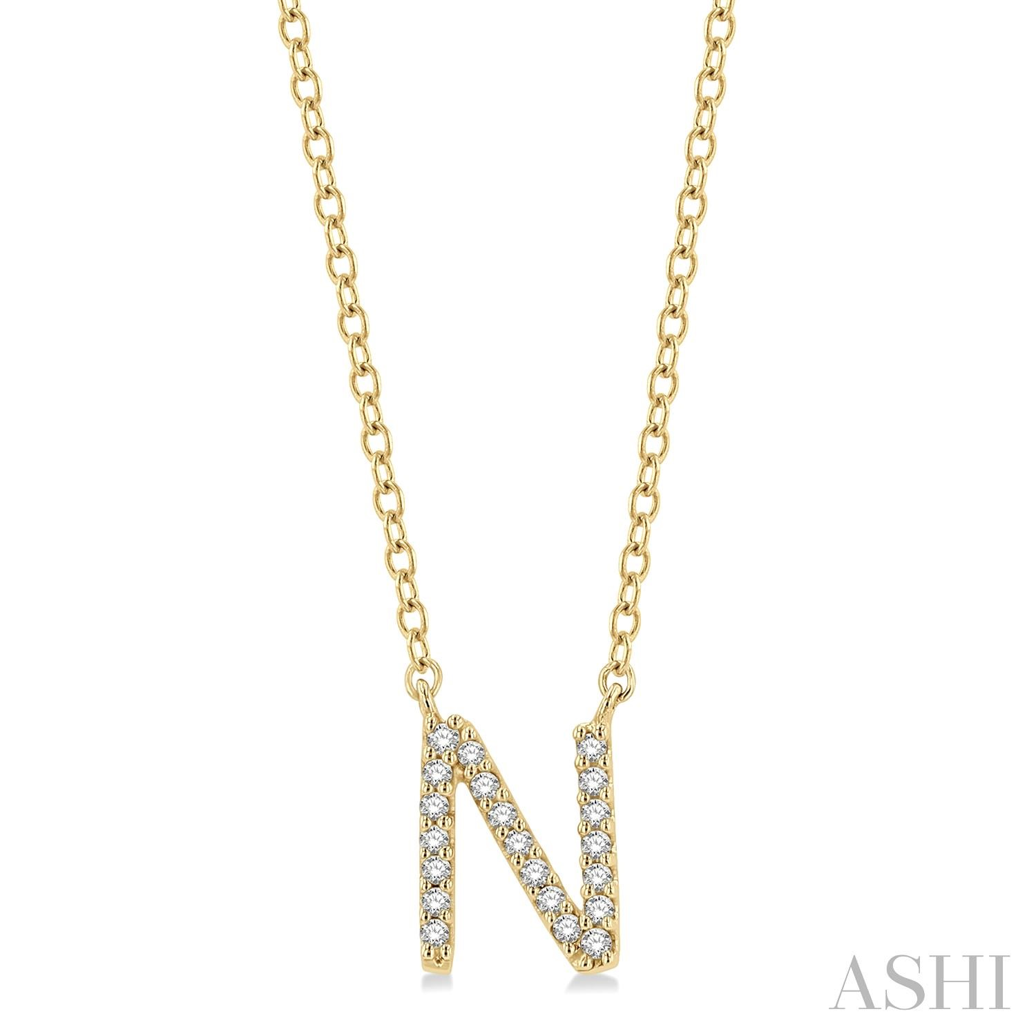 10k Yg 0.07cttw Diamond Initial 'N' Pendant Necklace