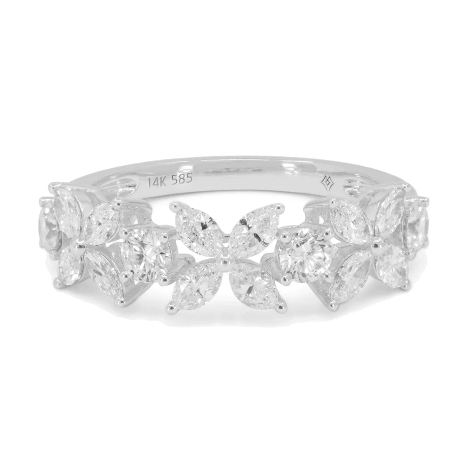 14K WG Round & Marquise Diamond Floral Band Main image