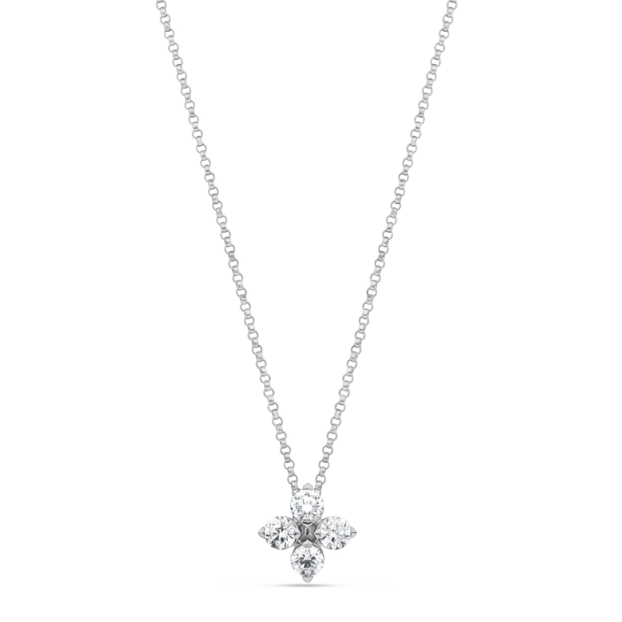18K WG Diamond Love In Verona Small Flower Necklace by Roberto Coin Main image