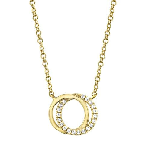 14K YG Diamond Love Knot Circle Necklace by Shy Creation Main image