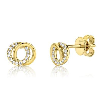 14K YG 1/10cttw Diamond Love Knot Circle Studs by Shy Creation