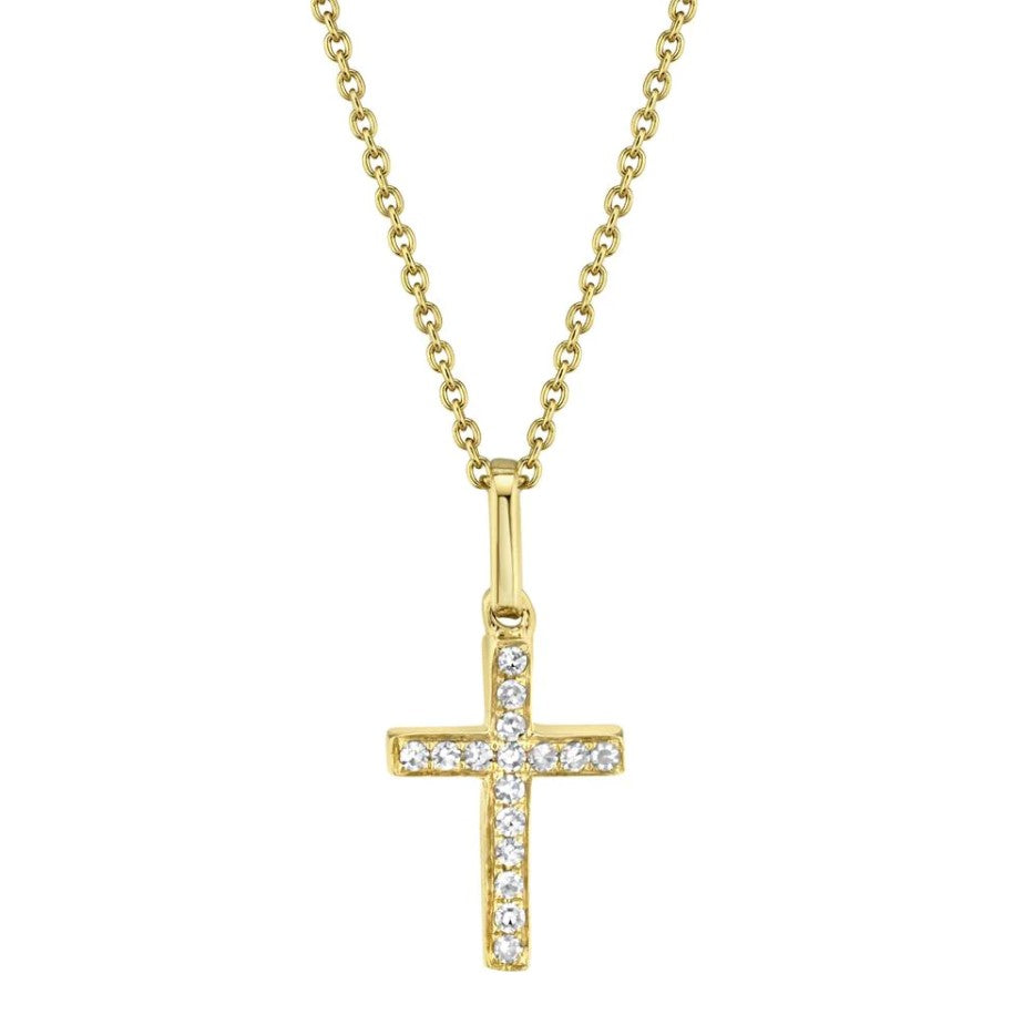 14K YG 1/20cttw Diamond Cross Necklace by Shy Creation Main image