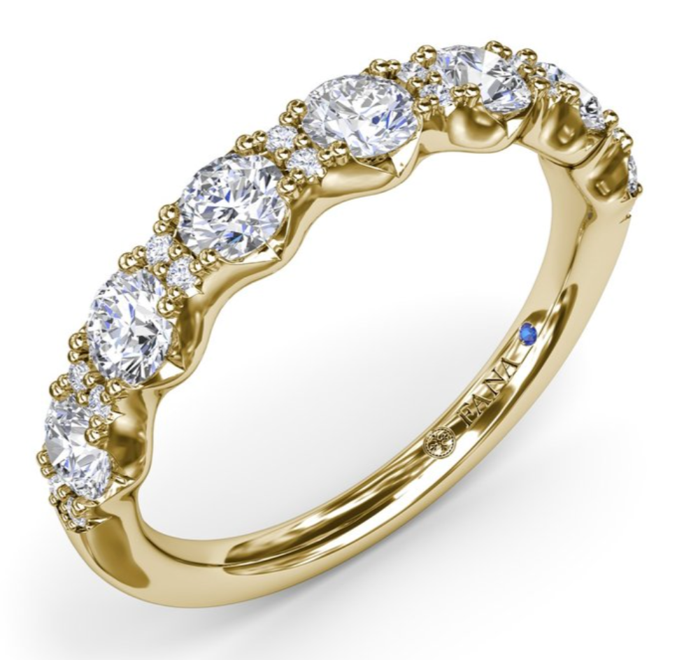 14K Yellow Gold Diamond Scalloped Shape Half-Way Anniversary Band by Fana Secondary image