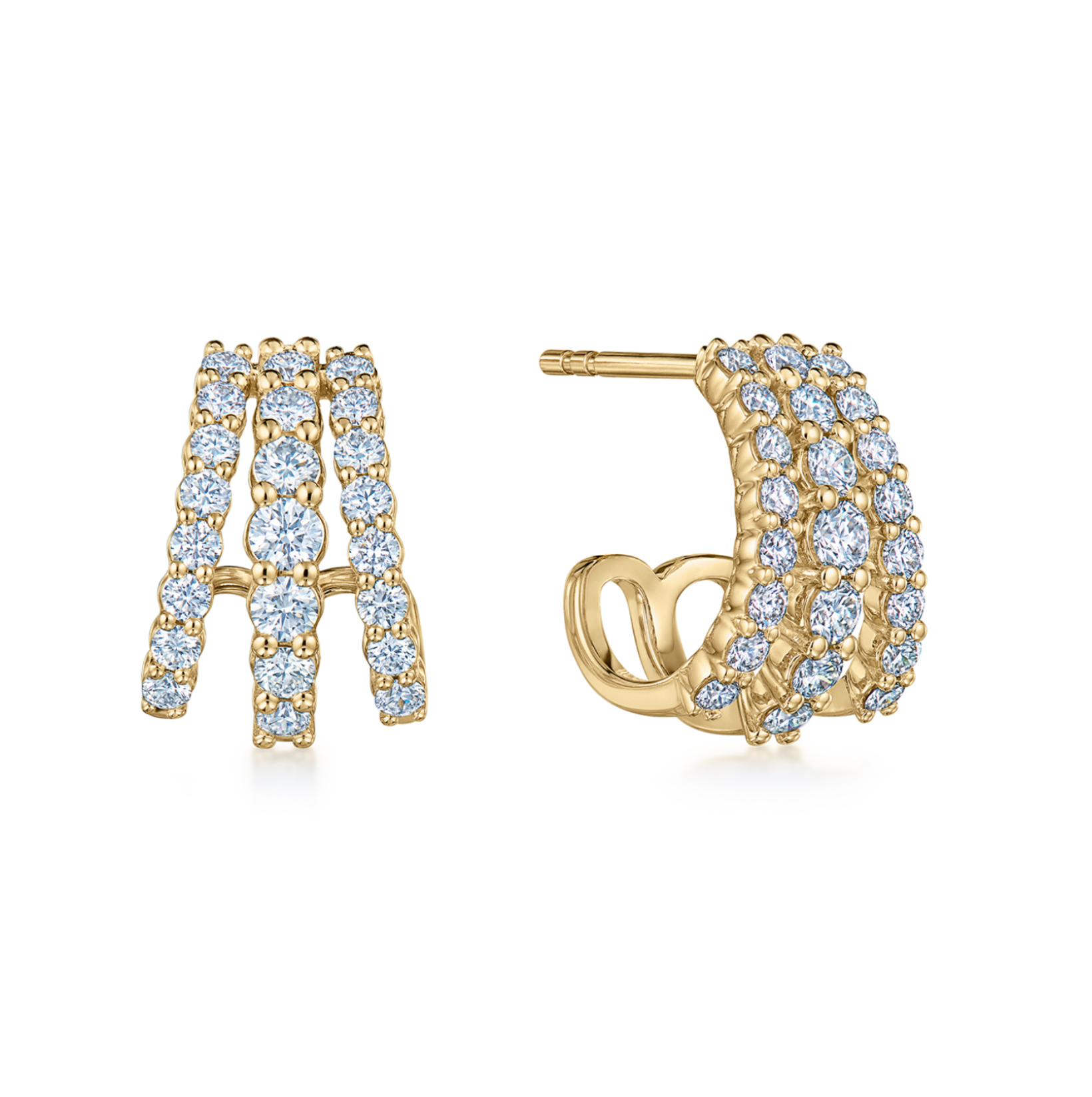 18k Yellow Gold Lyric Three Row Diamond Huggies by KWIAT Main image