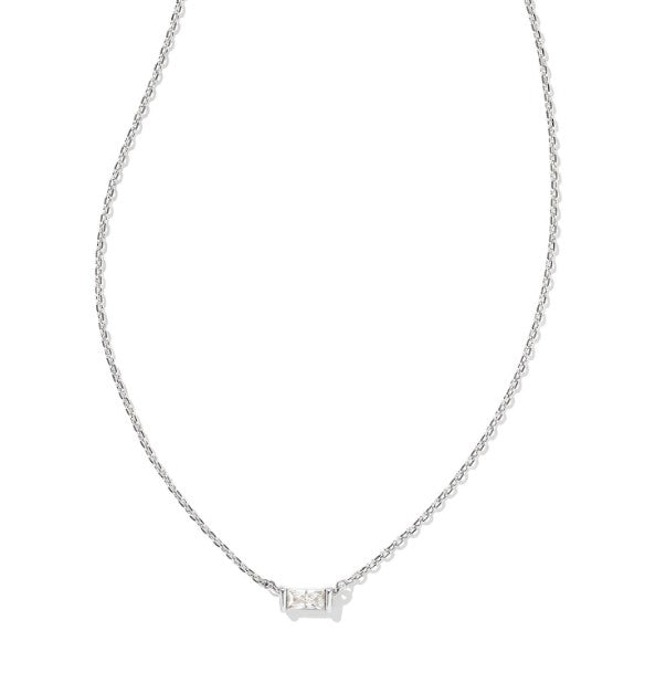 Juliette Pendant Necklace Rhodium White Crystal (Plated over brass) by Kendra Scott Main image